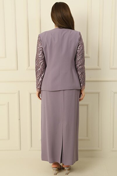 By Saygı Belül Half Moon ujjú blúz flitteres hímzés gyöngy részletes kabát szoknya bélelt nagy méretű 3 részes készlet