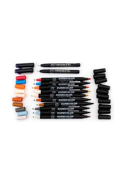 Zig Zıg Kurecolor Cartoonist Fine & Brush Marker Cnkc2200 Double Ended Manga and Graphic Marker No:339 Peaco