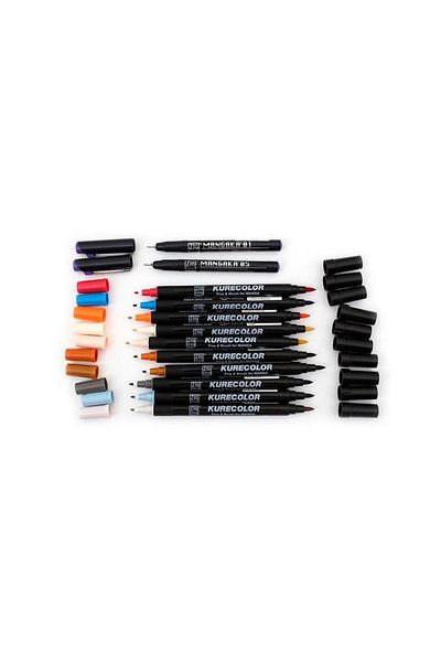 Zig Zıg Kurecolor Cartoonist Fine & Brush Marker Cnkc2200 Double Ended Manga and Graphic Marker No:c10 Cool