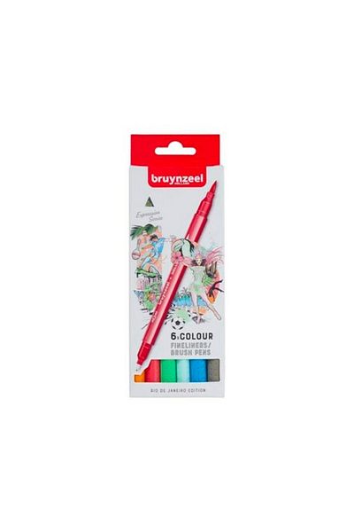 Bruynzeel Fineliner-brush Rio De Janeiro Set of 6 Double-Sided Pens 60325506