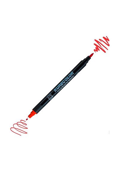Zig Zıg Kurecolor Cartoonist Fine & Brush Marker Cnkc2200 Double Ended Manga and Graphic Marker No:218 Red