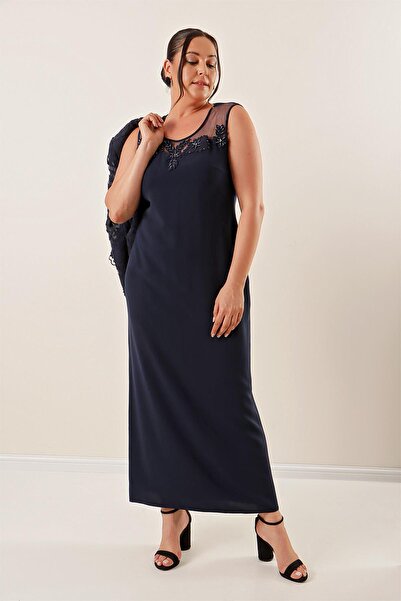 By Saygı Beadwork Embroidered Guipure Lined Dress Jacket Plus Size 2-Piece Set