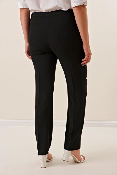 By Saygı Imported Crepe Wide Size Trousers with Elastic Sides