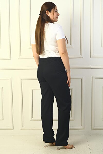 By Saygı Εισαγόμενο παντελόνι Crepe Plus Size με ελαστικά πλαϊνά