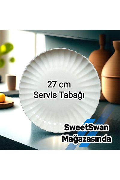 Kütahya Porselen Bone Luz 27 cm 6 Serving Plates, Outlet Non-Stamped Product