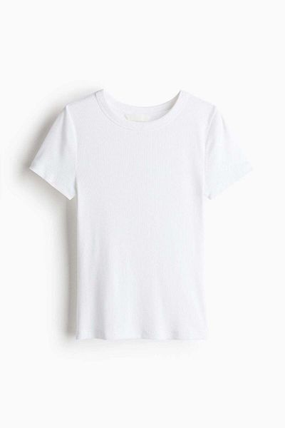 H&M Ribbed modal-blend T-shirt