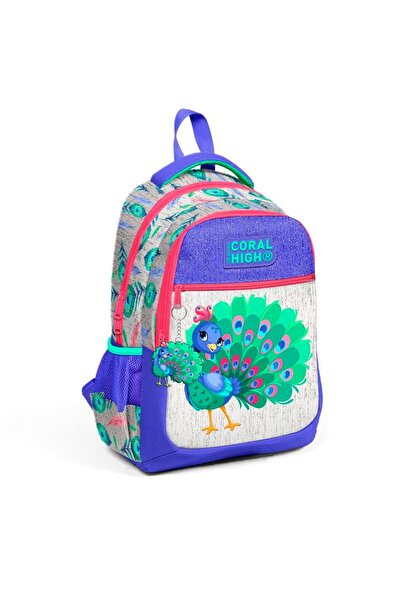 Coral High حقيبة ظهر للمدرسة الابتدائية والمتوسطة للفتيات - الطاووس الأخضر