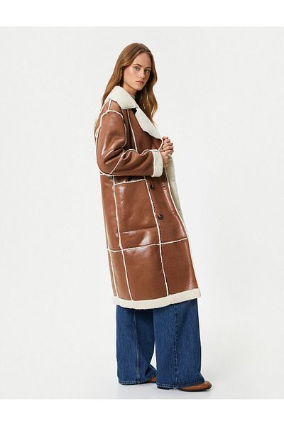 Koton Melis Ağazat X - Παλτό από Faux Leather Faux Fur