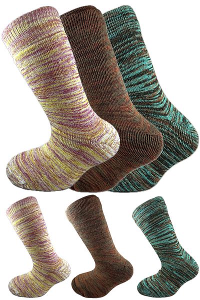 SİHİRLİ AYAKLAR Colorful 3 Pairs Thermal Unisex Men's and Women's Socks - Thick and Warm Heat Sink 38-42