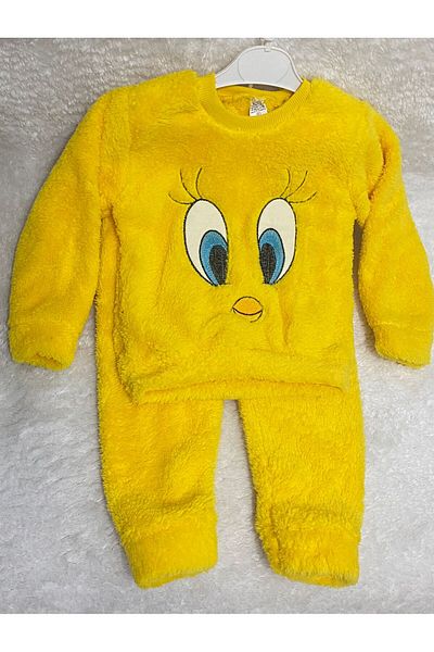 GÖKÇEGYM Tweety Double Plush Pajamas Set