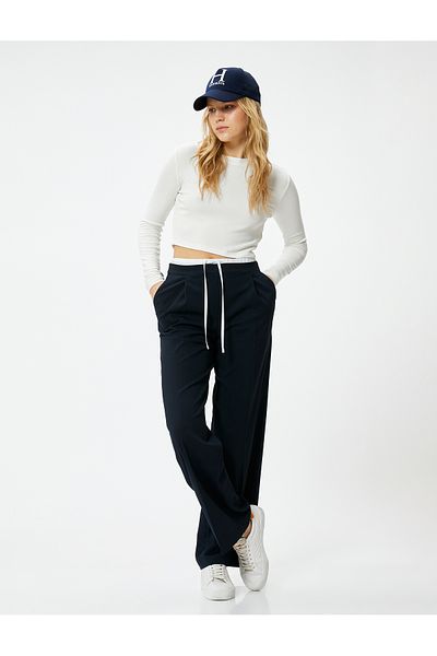 Koton Crop μακρυμάνικο T-shirt Crew Neck Viscose