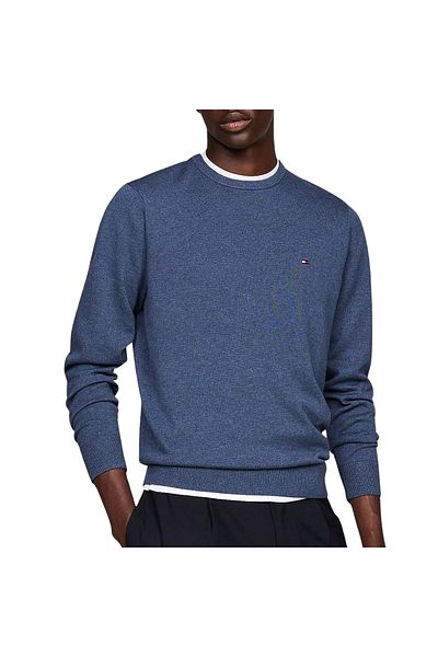 Tommy Hilfiger Men's Brand Logo Long Sleeve Casual Blue Sweatshirt Mw0Mw14748-Dbz