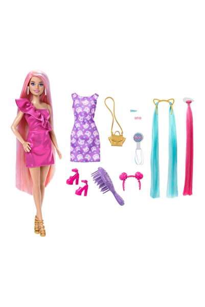 Barbie JDC85 Κούκλες Barbie με Μακριά Υπέροχα Μαλλιά, Κούκλα με Ροζ Μαλλιά