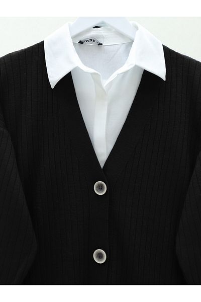 Modamorfo Black Araboy Knitwear Cardigan - Buttoned