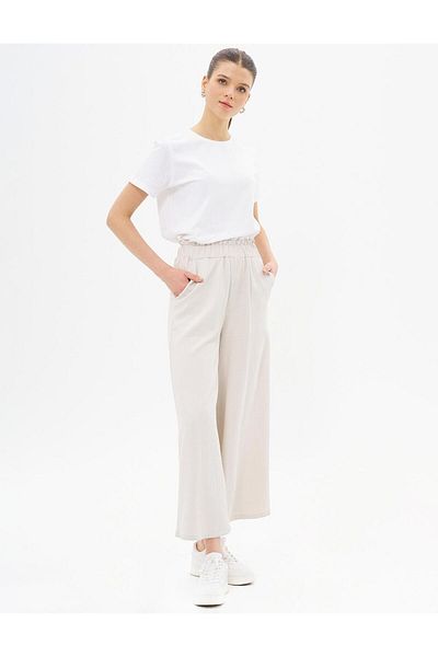 KYR Stone Colored Wide Leg Crinkle Pants