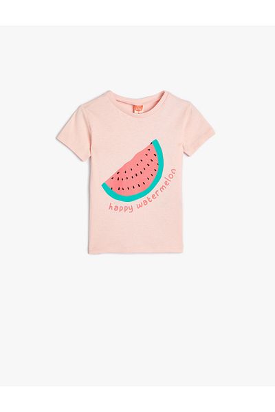 Koton T-Shirt Watermelon Printed Short Sleeve Cotton