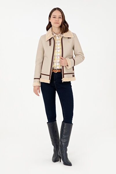 U.S. Polo Assn. Women's Ecru Leather Jacket 50297261 -Vr019