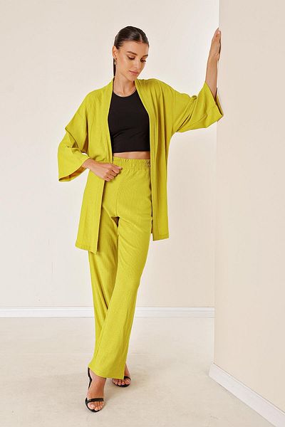 By Saygı Wrapped Pants Kimono Set with Pockets