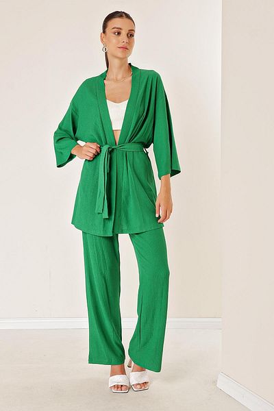 By Saygı Wrapped Pants Kimono Set with Pockets