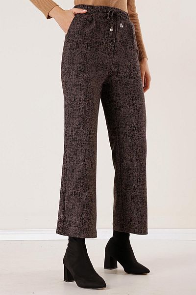 By Saygı Karyağdı Palazzo Trousers with Elastic Waist and Side Pockets
