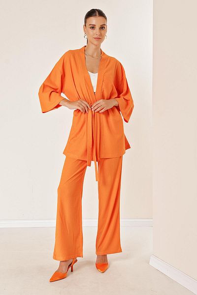 By Saygı Wrapped Pants Kimono Set with Pockets
