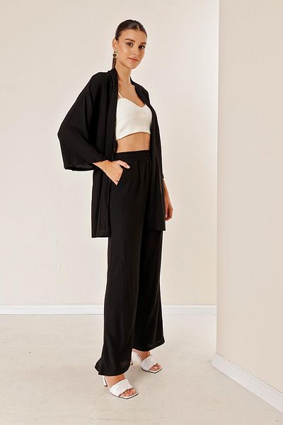 By Saygı Wrapped Pants Kimono Set with Pockets