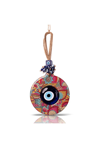 BCS Mandala Ahşap Nazar Boncuğu Duvar Süsü 12 Cm Çap - Ev, Balkon, Ofis Dekor...