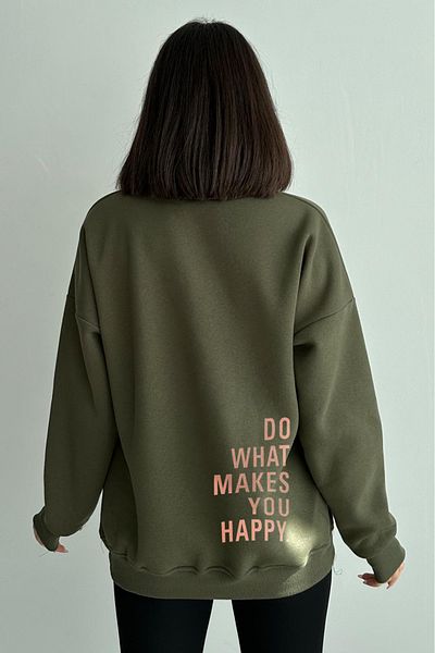 zunop Women's Oversize Capщs온Lu Khaki Sweatshirt