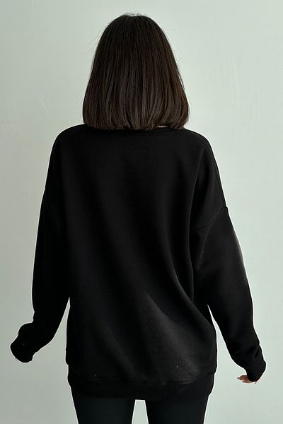 zunop Women's Black New Rochelle Printed Oversize Hooded Sweatshirt
