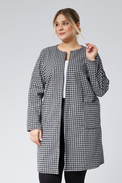 Curvy Trend Μακρύ μπουφάν χωρίς επένδυση με μοτίβο ζακάρ