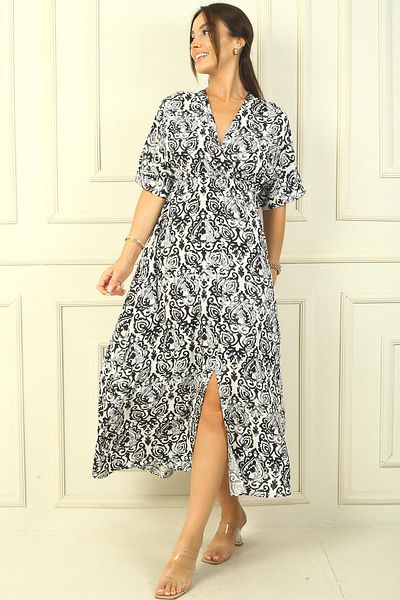 By Saygı Rochie Dublu-Spanita din Viscoza Imprimata - Cu Model