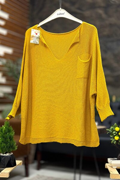 sahnemoda Однокишенькова блуза з V-подібним вирізом та рукавами-крилами з мер...