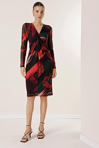 By Saygı Рокля от тюл с подплата и детайли на възел отпред