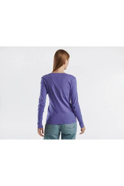 United Colors of Benetton Γυναικείο μωβ Basic μακρυμάνικο μπλουζάκι με λαιμόκοψη