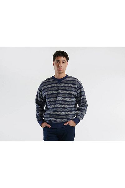 United Colors of Benetton Ανδρικό φούτερ Anthracite Mix Cotton Blended Chest με λεπτομέρεια λογότυπου με μοτίβο ρίγες