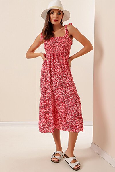 By Saygı Zavinovací vzorované viskózové šaty