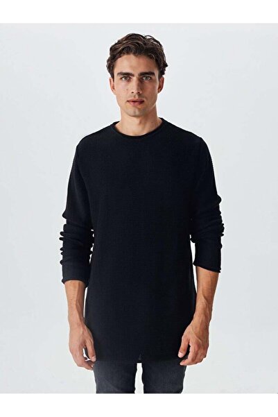 Ltb MERCEW Плетен пуловер с дълъг ръкав и текстурирана яка 11251609251160