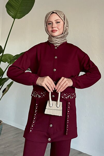 InStyle Σετ με διπλές τσέπες από μπορντό πέτρα