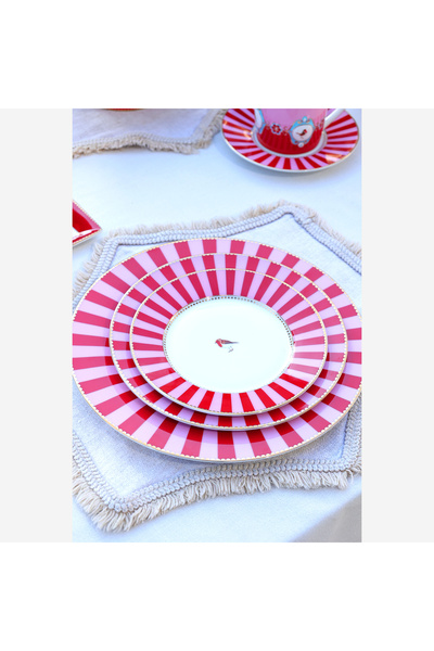 Pip Studio Love Birds Kırmızı Pembe Porselen Pasta Tabağı 17 Cm