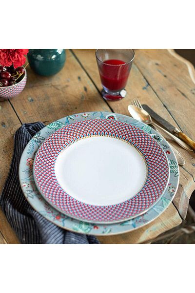 Pip Studio Flower Festival Blue Porcelain Dinner Plate 26.5 Cm