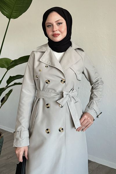 InStyle Πέτρινη καμπαρντίνα με λεπτομέρεια αλυσίδας στην πλάτη