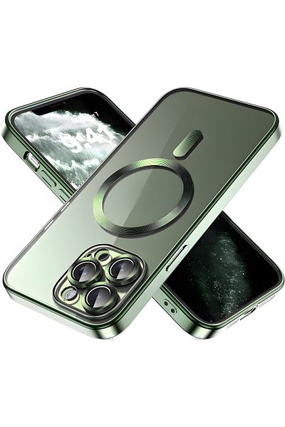 Fibaks حافظة متوافقة مع هاتف Apple Iphone 11 Pro Max مع حماية لعدسة الكاميرا وغطاء ناعم شفاف اللون للشحن من Magsafe