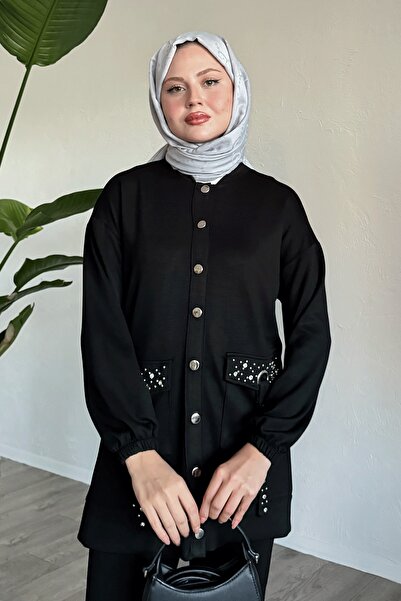 InStyle Černá dvojitá sada s kamenným detailem - kapsy