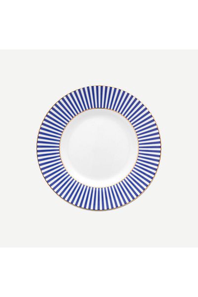 Pip Studio صحن كعكة من البورسلين الأزرق من Royal Stripes بطول 17 سم