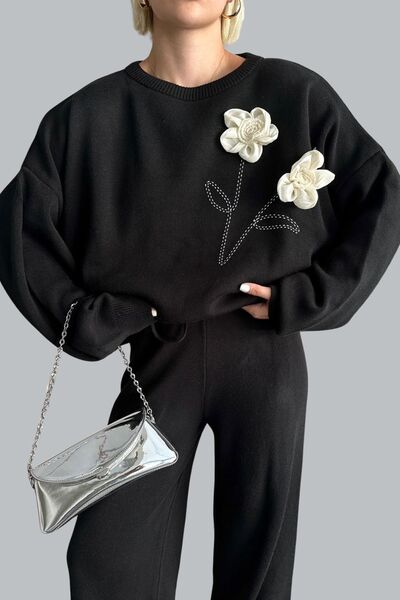 mefru Tricotaj de damă Pulover Pantaloni Set de jos și de sus