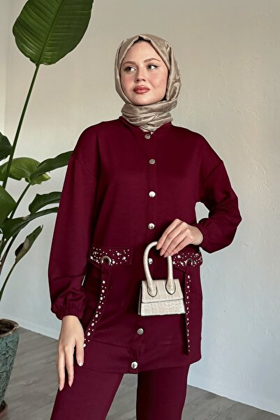 InStyle Σετ με διπλές τσέπες από μπορντό πέτρα