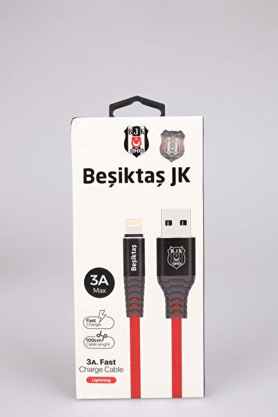 Beşiktaş Lisanslı Iphone Data Sarj Kablosu Kbl-1903 3a Lightning Usb 1m(5X8)*40