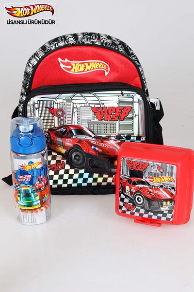 HOT WHEELS 32CmSmall Size Single Compartment Kindergarten Pen and Lunch Box - 2 Layer Lunch Box Included