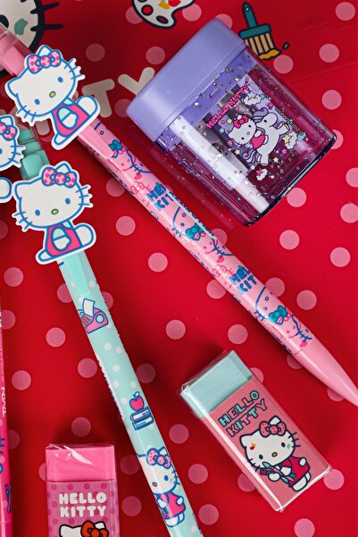 Hello Kitty YENİ SEZON LİSANSLI HELLO KITTY VERSATİL UÇLU KALEM 0.7 MM,ÇİFT BIÇAKLI OVAL KALEMTRAŞ VE SİLGİ SETİ