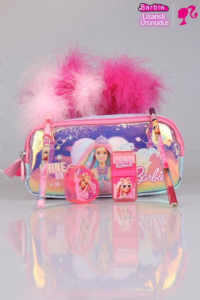 Barbie DEKOMUS Licensed Barbie - "Luminous Mermaid" Collection Pencil Bag, Feather Snap Pencil, Hearted Pencil
